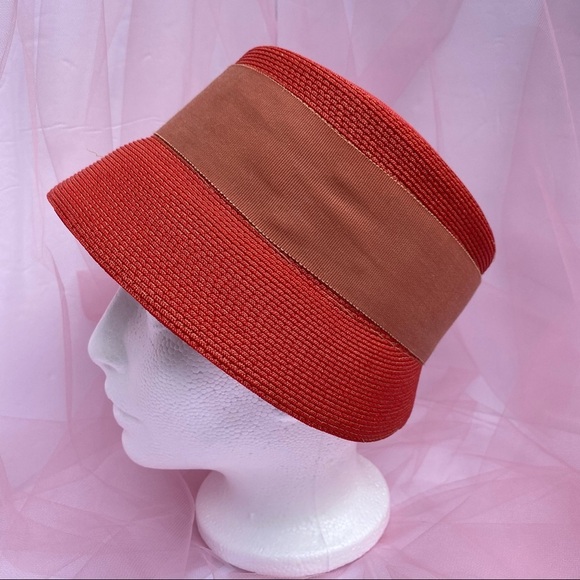 Vintage Orange Bucket Cloche Hat - Picture 5 of 9